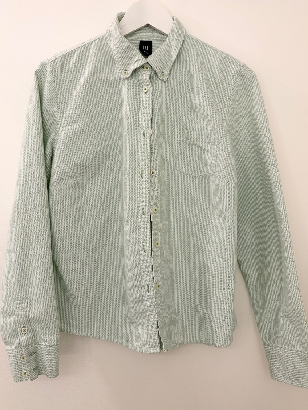 GAP green and white striped blouse